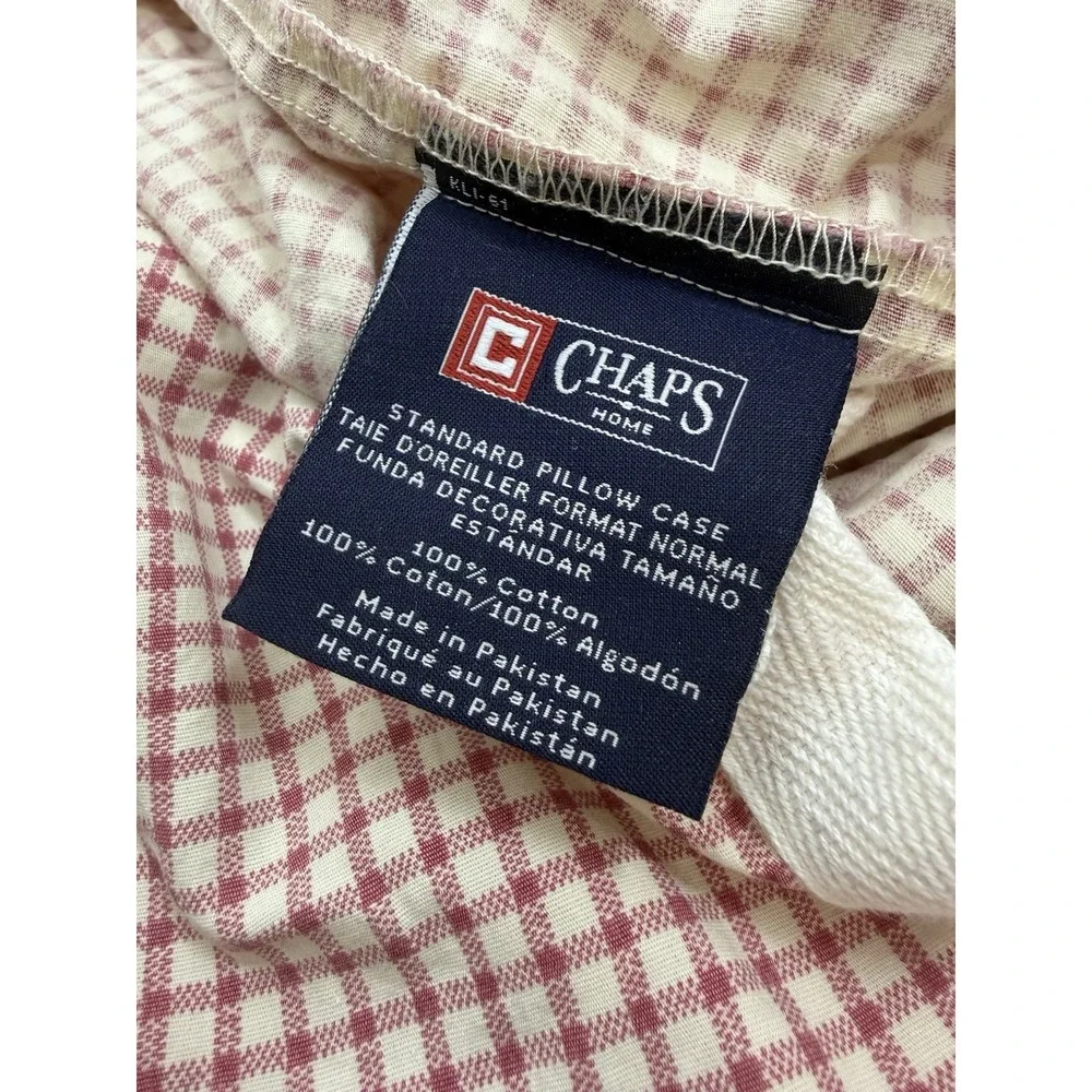 Vtg Chaps WAINSCOTT Red Cream Gingham Checked Sheet Set - Queen (Ralph Lauren)